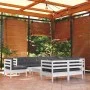 Muebles de jardín 10 pzas con cojines blanco madera maciza pino de , Conjuntos de jardín - Ref: Foro24-3096774, Precio: 896,1...