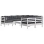 Gartenmöbel 10-teilig mit weißen Kissen aus massivem Kiefernholz von , Gartensets - Ref: Foro24-3096774, Preis: 896,19 €, Rab...