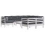 Gartenmöbel 10-teilig mit weißen Kissen aus massivem Kiefernholz von , Gartensets - Ref: Foro24-3096774, Preis: 907,68 €, Rab...