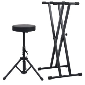 Keyboard stand set with double reinforcement and black stool by vidaXL, Benches and stools - Ref: Foro24-70096, Price: 68,56 ...