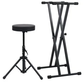 Keyboard stand set with double reinforcement and black stool by vidaXL, Benches and stools - Ref: Foro24-70096, Price: 67,20 ...