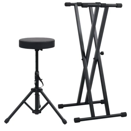 Keyboard stand set with double reinforcement and black stool by vidaXL, Benches and stools - Ref: Foro24-70096, Price: 67,20 ...