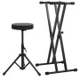 Keyboard stand set with double reinforcement and black stool by vidaXL, Benches and stools - Ref: Foro24-70096, Price: 67,20 ...