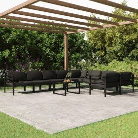 Set muebles de jardín 10 pzas y cojines aluminio gris antracita en Conjuntos de jardín | Comprar online en Foro24