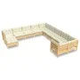 Gartenmöbel 11-teilig und Kissen aus cremefarbenem Kiefernholz von , Gartensets - Ref: Foro24-3097055, Preis: 856,24 €, Rabat...