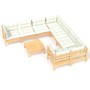 Garden furniture 9 pieces and cream pine wood cushions by , Garden sets - Ref: Foro24-3096977, Price: 737,86 €, Discount: %