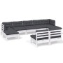 Garden furniture 9 pieces with white pine wood cushions by , Garden sets - Ref: Foro24-3097104, Price: 728,44 €, Discount: %