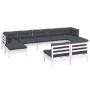 Garden furniture 9 pieces with white pine wood cushions by , Garden sets - Ref: Foro24-3097104, Price: 728,44 €, Discount: %