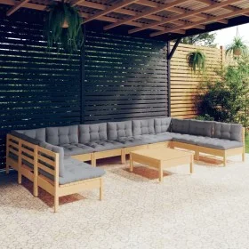Garden furniture set 11 pieces and cushions solid pine wood by , Garden sets - Ref: Foro24-3097192, Price: 842,09 €, Discount: %