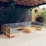 Juego de muebles de jardín 11 pzas y cojines madera maciza pino de , Conjuntos de jardín - Ref: Foro24-3097192, Precio: 841,9...