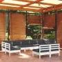 Muebles de jardín 9 pzas y cojines blanco madera maciza de pino de , Conjuntos de jardín - Ref: Foro24-3097200, Precio: 767,3...