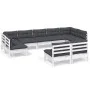 Muebles de jardín 9 pzas y cojines blanco madera maciza de pino de , Conjuntos de jardín - Ref: Foro24-3097200, Precio: 767,3...