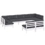 Gartenmöbel 9-teilig und weiße Kissen aus massivem Kiefernholz von , Gartensets - Ref: Foro24-3097200, Preis: 777,17 €, Rabat...