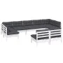 Muebles de jardín 9 pzas y cojines blanco madera maciza de pino de , Conjuntos de jardín - Ref: Foro24-3097200, Precio: 767,3...
