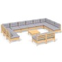 Gartenmöbel 13-teilig und Kissen aus massivem grauem Kiefernholz von , Gartensets - Ref: Foro24-3097228, Preis: 944,74 €, Rab...