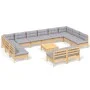 Muebles de jardín 13 pzas y cojines madera maciza de pino gris de , Conjuntos de jardín - Ref: Foro24-3097228, Precio: 931,06...