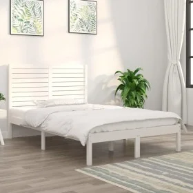 Small double bed frame white solid wood 120x190cm by , Beds and slatted bases - Ref: Foro24-3104579, Price: 143,75 €, Discoun...