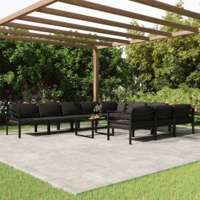 Set muebles de jardín 11 pzas y cojines aluminio gris antracita en Conjuntos de jardín | Comprar online en Foro24