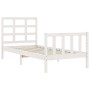 Weißer Massivholzbettrahmen mit Kopfteil 90x190 cm von , Betten und Lattenroste - Ref: Foro24-3192067, Preis: 100,41 €, Rabat...