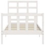 Weißer Massivholzbettrahmen mit Kopfteil 90x190 cm von , Betten und Lattenroste - Ref: Foro24-3192067, Preis: 100,41 €, Rabat...