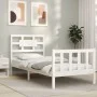 White solid wood bed frame with headboard by , Beds and slatted bases - Ref: Foro24-3192522, Price: 102,34 €, Discount: %