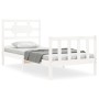 Weißer Bettrahmen aus Massivholz mit Kopfteil von , Betten und Lattenroste - Ref: Foro24-3192522, Preis: 103,99 €, Rabatt: %