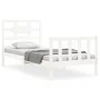 White solid wood bed frame with headboard by , Beds and slatted bases - Ref: Foro24-3192522, Price: 102,34 €, Discount: %