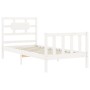 White solid wood bed frame with headboard by , Beds and slatted bases - Ref: Foro24-3192522, Price: 103,99 €, Discount: %