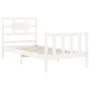 White solid wood bed frame with headboard by , Beds and slatted bases - Ref: Foro24-3192522, Price: 102,34 €, Discount: %