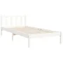 White solid wood bed frame with headboard by , Beds and slatted bases - Ref: Foro24-3192522, Price: 102,34 €, Discount: %