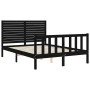 Estructura cama de matrimonio con cabecero madera maciza negro de , Camas y somieres - Ref: Foro24-3193185, Precio: 201,16 €,...