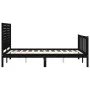 Double bed frame with black solid wood headboard by , Beds and slatted bases - Ref: Foro24-3193185, Price: 198,67 €, Discount: %