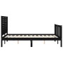 Estructura cama de matrimonio con cabecero madera maciza negro de , Camas y somieres - Ref: Foro24-3193185, Precio: 201,16 €,...