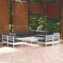 Muebles de jardín 12 pzas con cojines blanco madera maciza pino de , Conjuntos de jardín - Ref: Foro24-3096870, Precio: 994,6...
