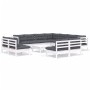Muebles de jardín 12 pzas con cojines blanco madera maciza pino de , Conjuntos de jardín - Ref: Foro24-3096870, Precio: 1,00 €