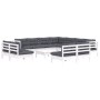 Muebles de jardín 12 pzas con cojines blanco madera maciza pino de , Conjuntos de jardín - Ref: Foro24-3096870, Precio: 1,00 €