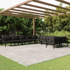 Set muebles de jardín 10 pzas y cojines aluminio gris antracita en Conjuntos de jardín | Comprar online en Foro24