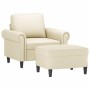 Sillón con taburete cuero sintético color crema 60 cm en Sofás | Comprar online en Foro24