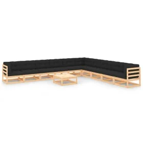 Garden furniture set 11 pieces and cushions solid pine wood by , Garden sets - Ref: Foro24-3083833, Price: 987,93 €, Discount: %