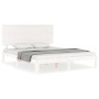 Double bed frame with white solid wood headboard by , Beds and slatted bases - Ref: Foro24-3193667, Price: 173,66 €, Discount: %