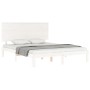 Double bed frame with white solid wood headboard by , Beds and slatted bases - Ref: Foro24-3193667, Price: 173,66 €, Discount: %