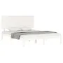 Double bed frame with white solid wood headboard by , Beds and slatted bases - Ref: Foro24-3193667, Price: 171,44 €, Discount: %