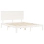 Double bed frame with white solid wood headboard by , Beds and slatted bases - Ref: Foro24-3193667, Price: 173,66 €, Discount: %