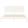 Double bed frame with white solid wood headboard by , Beds and slatted bases - Ref: Foro24-3193667, Price: 173,66 €, Discount: %