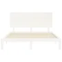 Double bed frame with white solid wood headboard by , Beds and slatted bases - Ref: Foro24-3193667, Price: 171,44 €, Discount: %