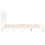 Double bed frame with white solid wood headboard by , Beds and slatted bases - Ref: Foro24-3193667, Price: 173,66 €, Discount: %