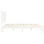 Double bed frame with white solid wood headboard by , Beds and slatted bases - Ref: Foro24-3193667, Price: 171,44 €, Discount: %