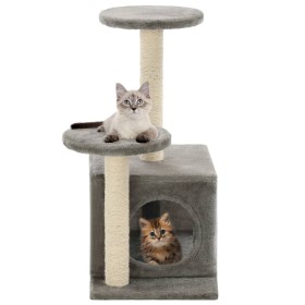 Rascador para gatos con poste rascador de sisal 60 cm gris
