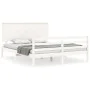 Double bed frame with white solid wood headboard by , Beds and slatted bases - Ref: Foro24-3195227, Price: 157,55 €, Discount: %
