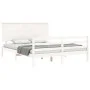 Double bed frame with white solid wood headboard by , Beds and slatted bases - Ref: Foro24-3195227, Price: 157,55 €, Discount: %